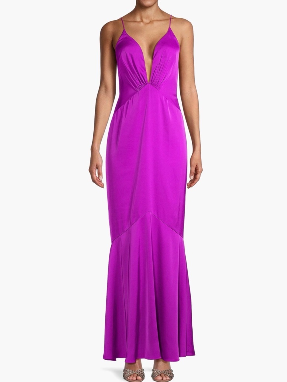 Liv Foster Satin Mermaid Spaghetti Strap Bridesmaid Evening Dress Size 2